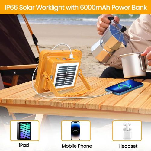 🔥HOT SALE🔥 COD！Solar Portable Rechargeable Work Light,16500mAh 120W Magnetic Flood Battery Work Light Outedoor LED Camping Lights Waterproof for Job Site Repair,Camping, Hiking, Emergency