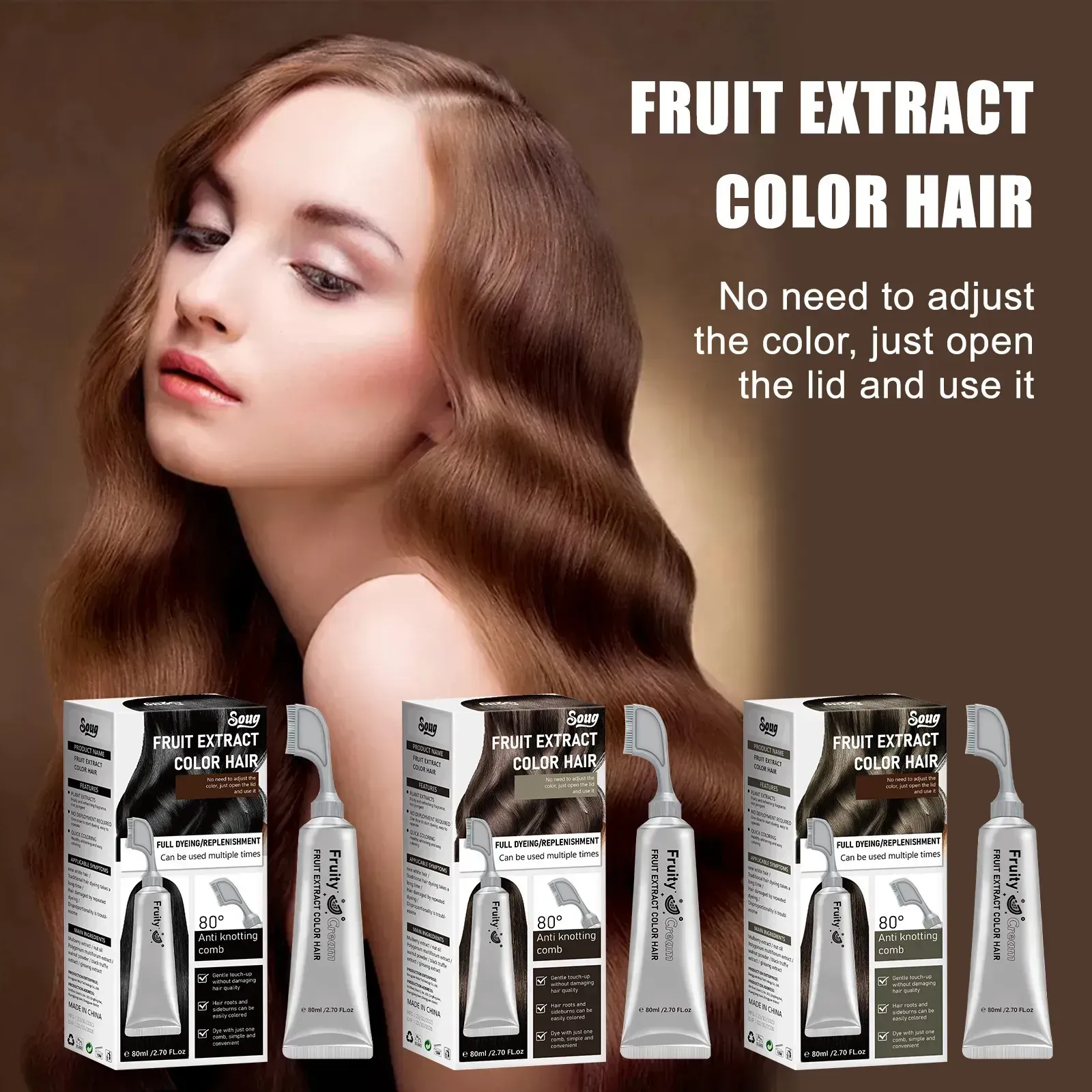 Natural fruit and vegetable hair dye with plant-based formula, creates instant black hair, unisex product for daily home hair care, free shipping and cash on delivery