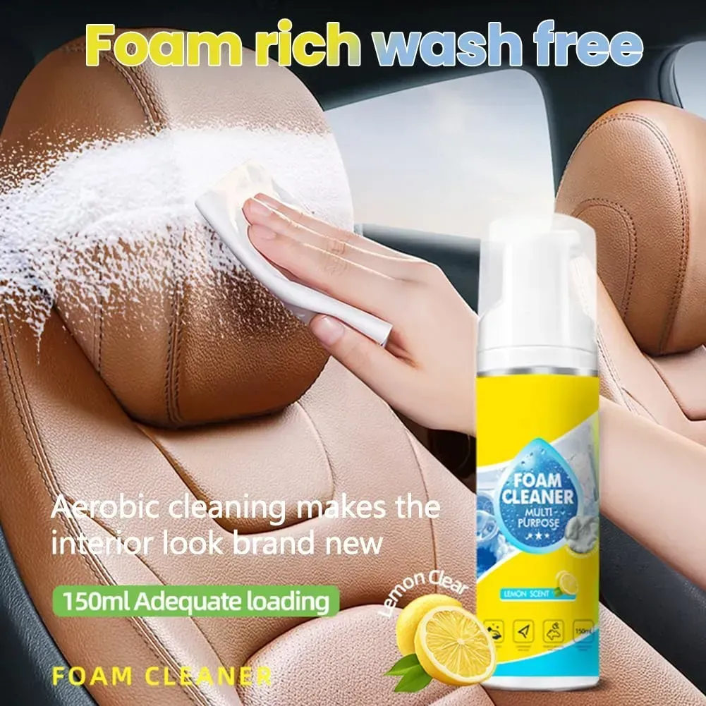 Buy 1 Get 3 multi enzyme high pressure foam cleaner spray, 4 in 1 deep stain remover, suitable for car interior, kitchen grease, bathroom tiles and sofa upholstery, free shipping and cash on delivery