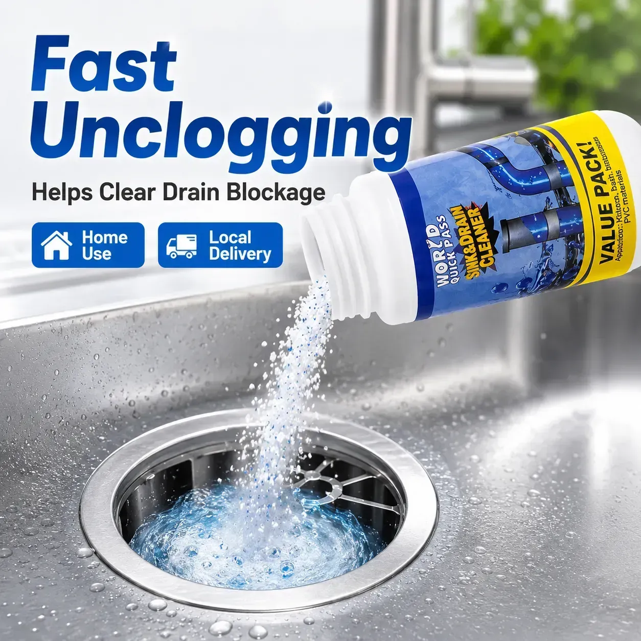 Strong Drain Maintenance Solution 110g Buy 1 Get 2 Free, Pipe Cleaner Powder for Kitchen Sink, Bathroom Drain, Toilet Pipe, Clog Cleaning and Sewer Smell Control, COD Free Shipping, Pay on Delivery