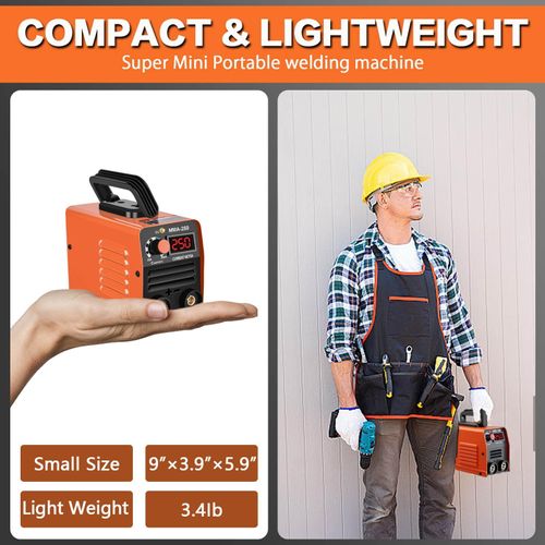 Super mini stick welder features portable design and IGBT inverter technology. Equipped with hot start, arc force and anti-stick functions, easy to operate for welding beginners, free shipping and cash on delivery.