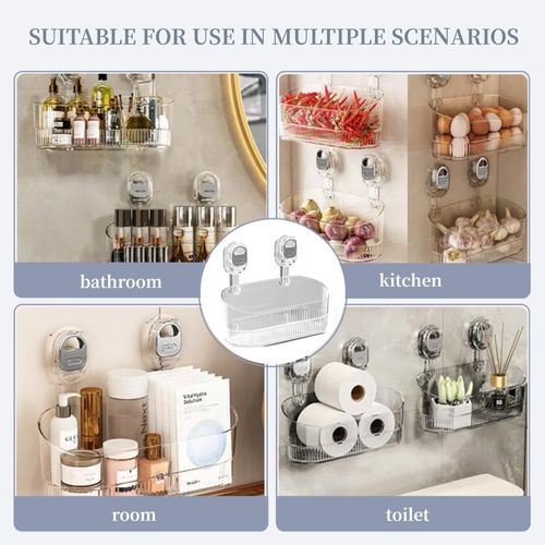 🚚 Fast Delivery Kenya 💵 COD Available Portable！Wall Mounted Suction Storage Basket Organizer For Bathroom Kitchen Space Saving Use