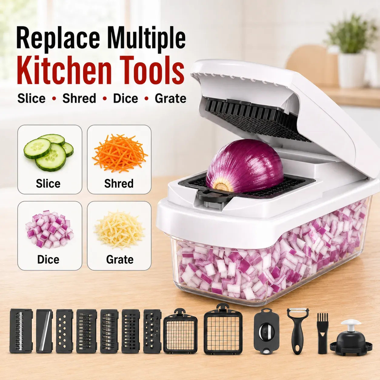 ⚡💰 Manual Vegetable Chopper | Fast Cut For Home Cooking