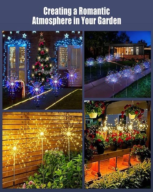 🔥Hot Seller🔥 COD！Solar-Powered Firework Lights: LED Ground Stakes, Outdoor Waterproof, Garden and Courtyard Christmas Decorative Lights—Create a Luxurious, Atmospheric Ambiance