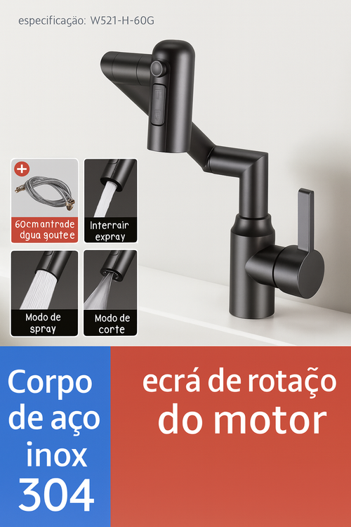 🔥 Torneira Digital Inteligente com Rotação 360° 💧 Três modos de água | Mostra a temperatura | Sem eletricidade