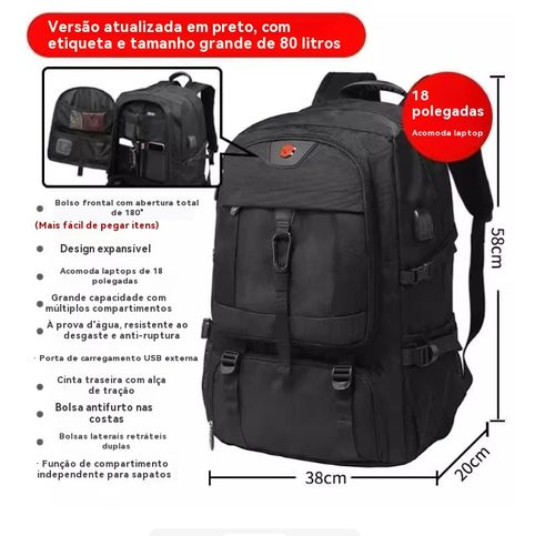 Mochila de ombro dupla de grande capacidade para viagens de negócios, caminhadas e lazer