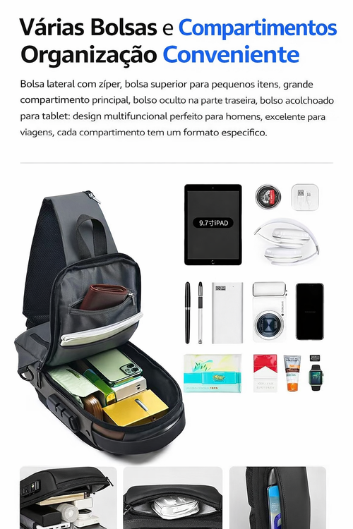 🎒🔐 Bolsa Antifurto Urbana com Cadeado de Senha 🔐🎒