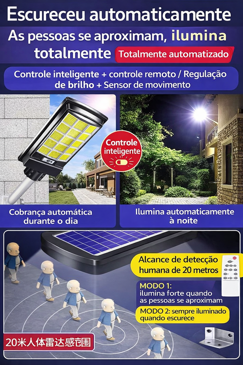 🔆 Poste de Luz Solar Super Potente ☀️ Direto da Fábrica Chinesa | Parceria de Negócio