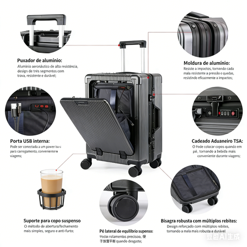Mala de Viagem TOP + Porta USB + Trava TSA 🧳🔥 – Pra Viagens Sem Stress em Luanda!
