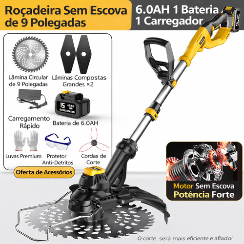 Roçadeira Elétrica 1880W 6.0AH Sem Escova em Luanda ⚡ Potente | Pagamento na Entrega