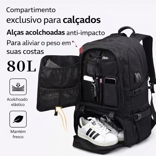 🎒🔥 Mochila Super Grande 80L – Aguenta Tudo, Vai a Todo Lado! 🔥🎒