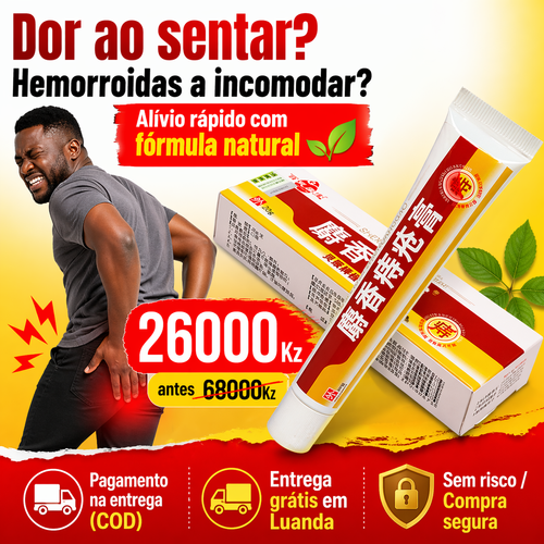 Pomada Natural para Hemorroidas – Alívio Rápido | Tratamento Interno e Externo | Entrega em Luanda