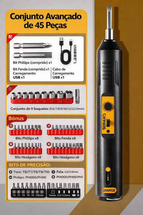 🔥🔧 Chave de Parafusos Elétrica Recarregável Profissional