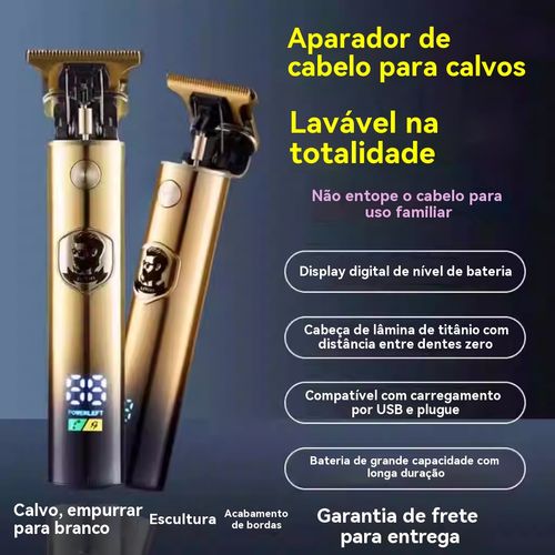 Máquina de cortar cabelo e barbear elétrica para homens, dupla função, lâmina alemã