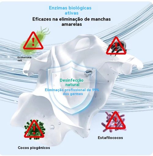 Pó de bolhas enzimáticas para roupa, removedor de manchas, branqueador potente, para quem quer limpar roupas com facilidade, remove manchas amarelas e aumenta o branco