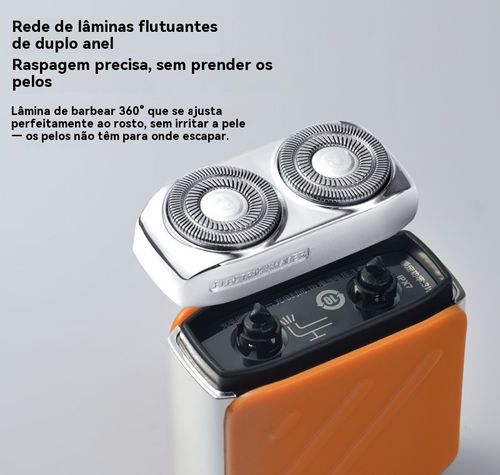 Nova máquina de barbear elétrica mini com cabeça dupla, lavável, portátil, pequena, com lâmina flutuante