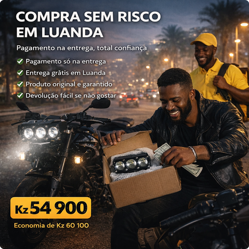 Farol de Moto LED de Alta Potência 500m | Pagamento na Entrega em Luanda