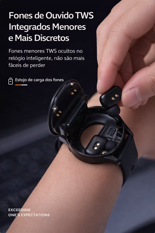 ⌚🔥 Relógio Inteligente 2 em 1 com Fones TWS Embutidos 🔥⌚