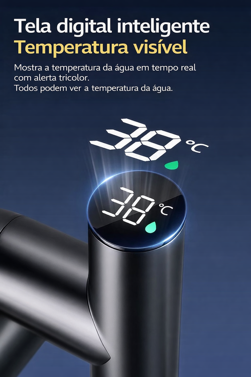 🔥 Torneira Digital Inteligente com Rotação 360° 💧 Três modos de água | Mostra a temperatura | Sem eletricidade