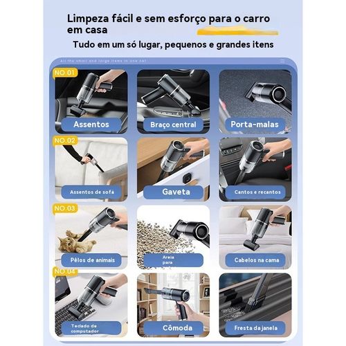 Aspirador de carro sem fios, portátil, pequeno, de grande potência, para uso automóvel, mini