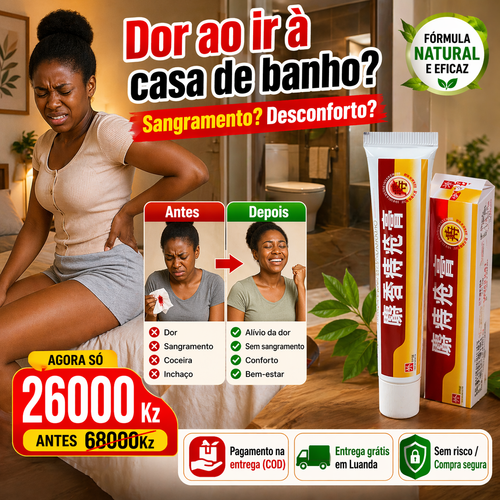 Pomada Natural para Hemorroidas – Alívio Rápido | Tratamento Interno e Externo | Entrega em Luanda