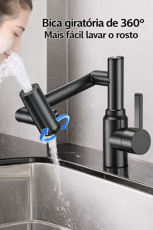 🔥 Torneira Digital Inteligente com Rotação 360° 💧 Três modos de água | Mostra a temperatura | Sem eletricidade