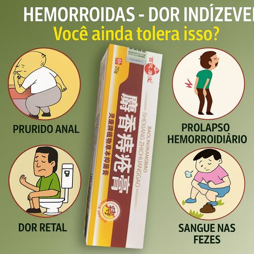 Pomada para Hemorróidas Profissional – Alívio Rápido para Dor, Sangramento e Prolapso Anal 🍑🔥