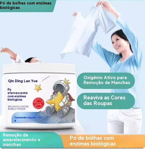 Pó de bolhas enzimáticas para roupa, removedor de manchas, branqueador potente, para quem quer limpar roupas com facilidade, remove manchas amarelas e aumenta o branco