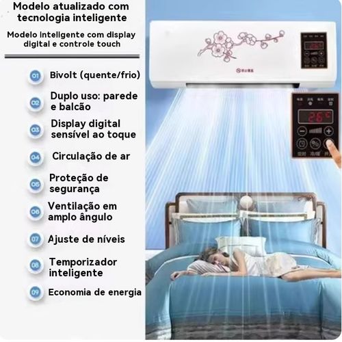 Mini ar condicionado portátil ventilador de ar frio 1,5 CV unidade integrada sem unidade externa, para sala de estar, sem necessidade de instalação, uso frio e quente