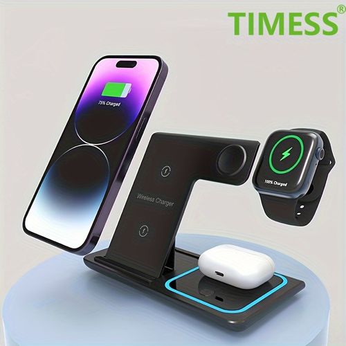 Station de charge rapide 3 en 1, support de chargeur sans fil pliable pour iPhone 16, 15, 14, 13, 12, 11, Pro, Max, Mini, Plus, X, XR, XS, SE, 8Plus, pour Apple Watch 1-9, pour Airpods 3-2Pro, TIMESS