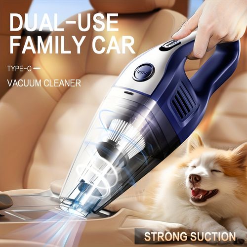 Aspirateur à main sans fil pour voiture familiale, puissant aspirateur à aspiration USB, mini aspirateur de nettoyage, équipé de divers accessoires, adapté à la voiture, à la maison, au bureau et à d'autres outils de crevasse.