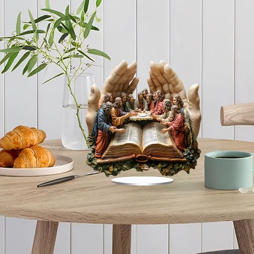Statue de main en prière bohème 1 pièce - La Cène Décoration d'art religieux pour table, 7,87 po. x 7,26 po