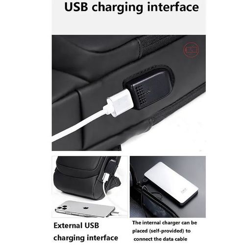 Sac bandoulière multifonction anti-vol avec USB pour homme, sac de voyage à porter en bandoulière ou en travers de la poitrine