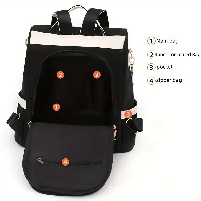 Sac à dos de voyage anti-vol Sac d'école anti-vol à grande capacité Sac à bandoulière léger réversible