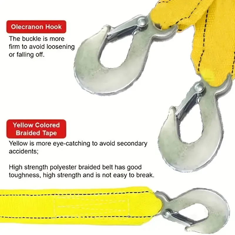Corde de traction robuste de 3 tonnes, sangle de récupération en nylon durable de 153,9 pouces avec résistance à la rupture et sac de rangement - Idéal pour le recyclage des véhicules d'urgence, utilisation hors route