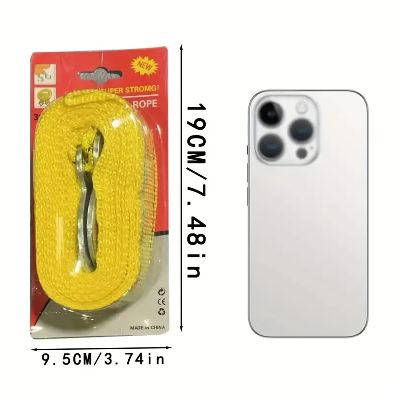 Corde de traction robuste de 3 tonnes, sangle de récupération en nylon durable de 153,9 pouces avec résistance à la rupture et sac de rangement - Idéal pour le recyclage des véhicules d'urgence, utilisation hors route