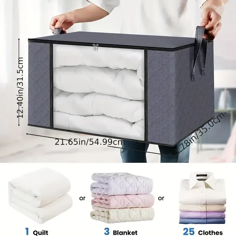 Lot de 3 bacs de rangement pliables en tissu tissé gris de grande capacité