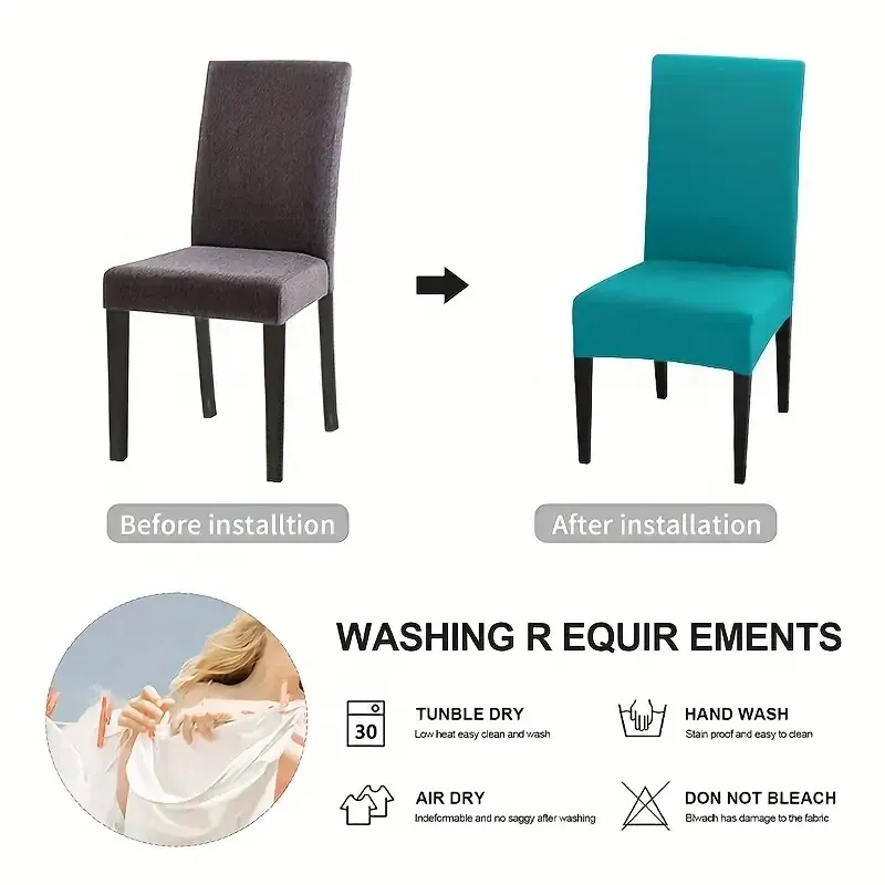 Lot de 4 housses de chaise élastiques pour cuisine et salle à manger