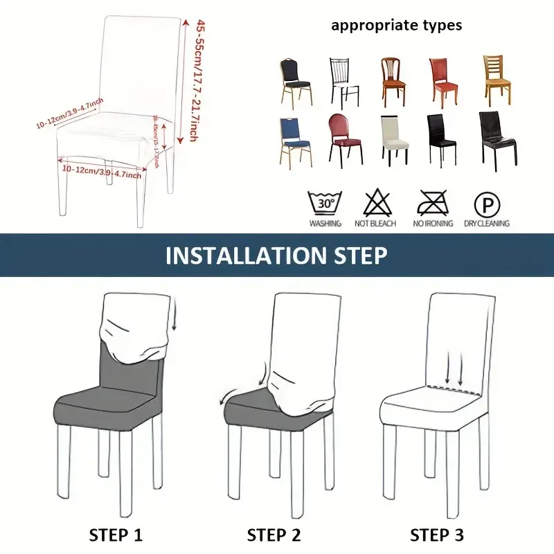 Lot de 4 housses de chaise élastiques pour cuisine et salle à manger