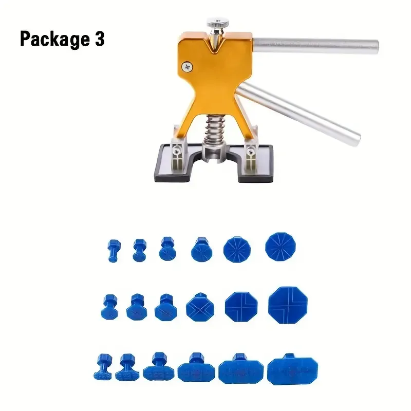 Outils de réparation de bosses automobile, Kit de réparation sans peinture pour carrosserie, Extracteur de bosses avec pastilles d'extraction, Outil de réparation de dommages sur carrosserie incluant tapis de protection, Élimination des petites déformations