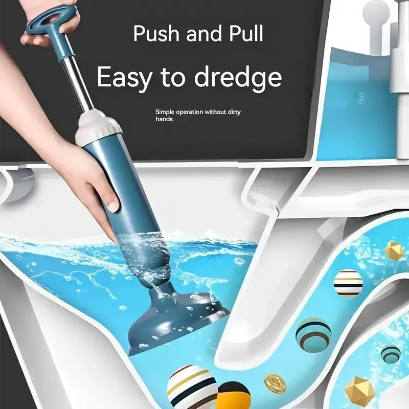 Ventouse de toilette manuelle facile à utiliser - Déboucheur à pression d'air, sans piles requis, idéal pour le nettoyage domestique
