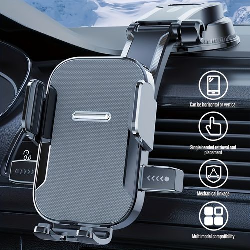 Support de téléphone portable pour voiture avec ventouse autobloquante, rotatif et réglable pour une visualisation horizontale verticale, fixation portable, conception mécanique