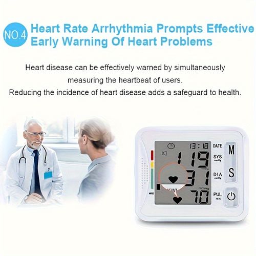 Tensiomètre au poignet TAIKON avec écran LCD, brassard réglable, détection du pouls et alerte de battements cardiaques irréguliers – Fonctionne sur piles (piles non incluses), mesure de la pression artérielle | Affichage complet | Lecture audio