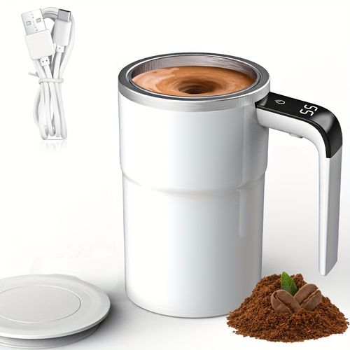 Tasse à café auto-mélangeuse rechargeable avec affichage de la température - rechargeable par USB