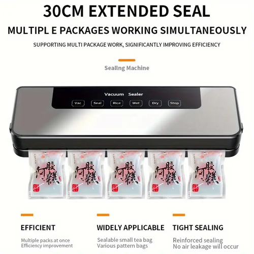 Machine de scellage sous vide commerciale de 65 KPA pour aliments, système d'économie de repas avec 30 sacs gratuits, modes sec et humide, machine de scellage 6 en 1 pour le stockage des aliments et sous vide, machine de scellage automatique des aliments