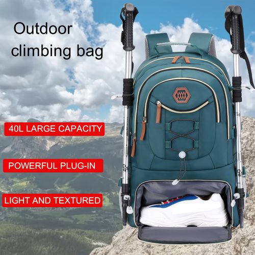 Sac à dos de voyage en plein air, sac à dos de camping sportif de grande capacité, sac à dos unisexe pour ordinateur portable avec compartiment à chaussures