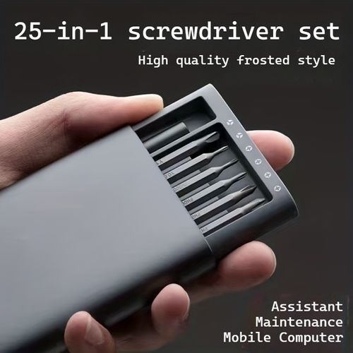 Jeu de tournevis de précision 25 en 1, outils de réparation multifonctions pour démontage de téléphones portables et tablettes, plastique durable, non chargé, avec différentes têtes de vis.