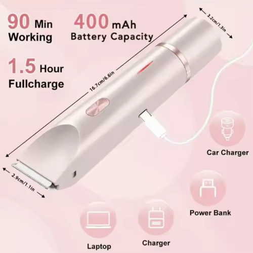1pc Tondeuse à cheveux électrique à double tête pour femmes, batterie au lithium rechargeable, chargement USB, rasoir de bikini multifonction et rasoir de visage pour bras, cuisses, corps avec batterie au lithium rechargeable, chargement USB, pour cadeau idéal de nouvel an