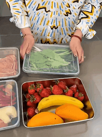 6 morceaux de plat carré en acier inoxydable (avec couvercle)