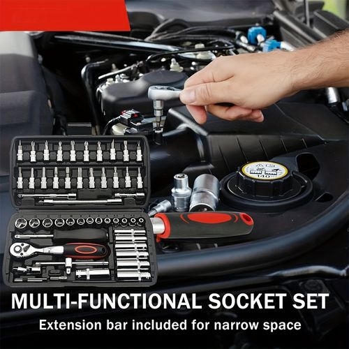 Ensemble d'outils professionnels de maître automobile, 46 pièces ensemble d'outils haut de gamme pour la réparation de voitures, de vélos et de motos